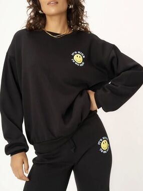 Project Social T Black Crewneck Sweatshirt with "It's Nice to Be Nice" Patch
